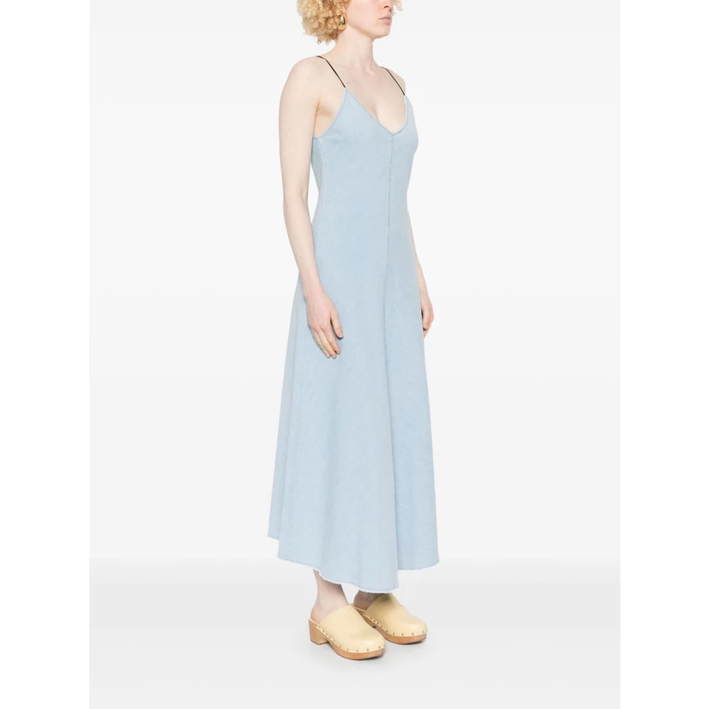 Forte Blauwe V-hals Spaghetti Strap Jurk Blue Dames