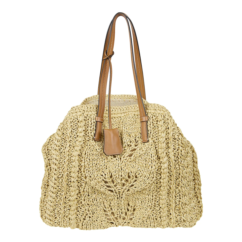 Ermanno Scervino Women's Yellow Shopping Bags, One Size, Raffia Shopper Bag