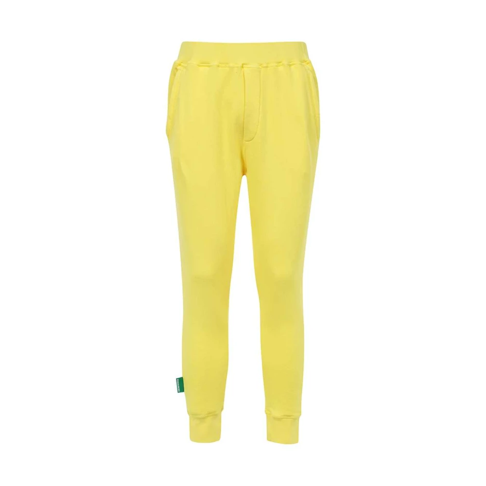 Dsquared2 Katoenen trainingsbroek met elastische tailleband Yellow Heren