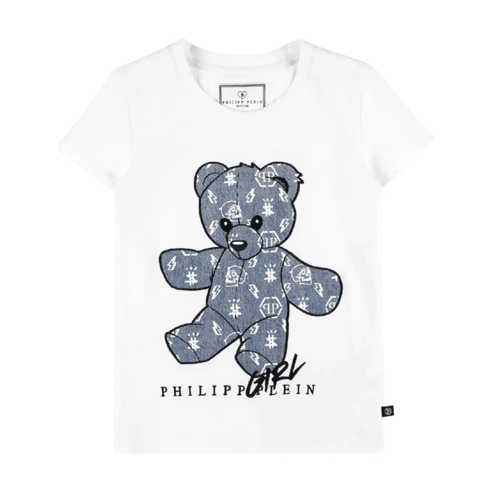 Philipp Plein Vit Björn T-shirt för Flickor White, Unisex