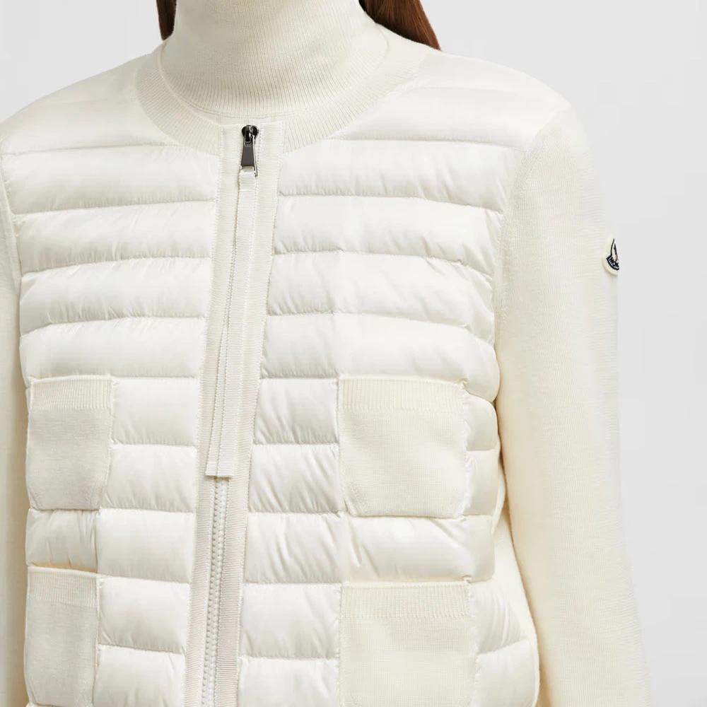 Moncler Donsjas Cardigan met Ritszakken White Dames