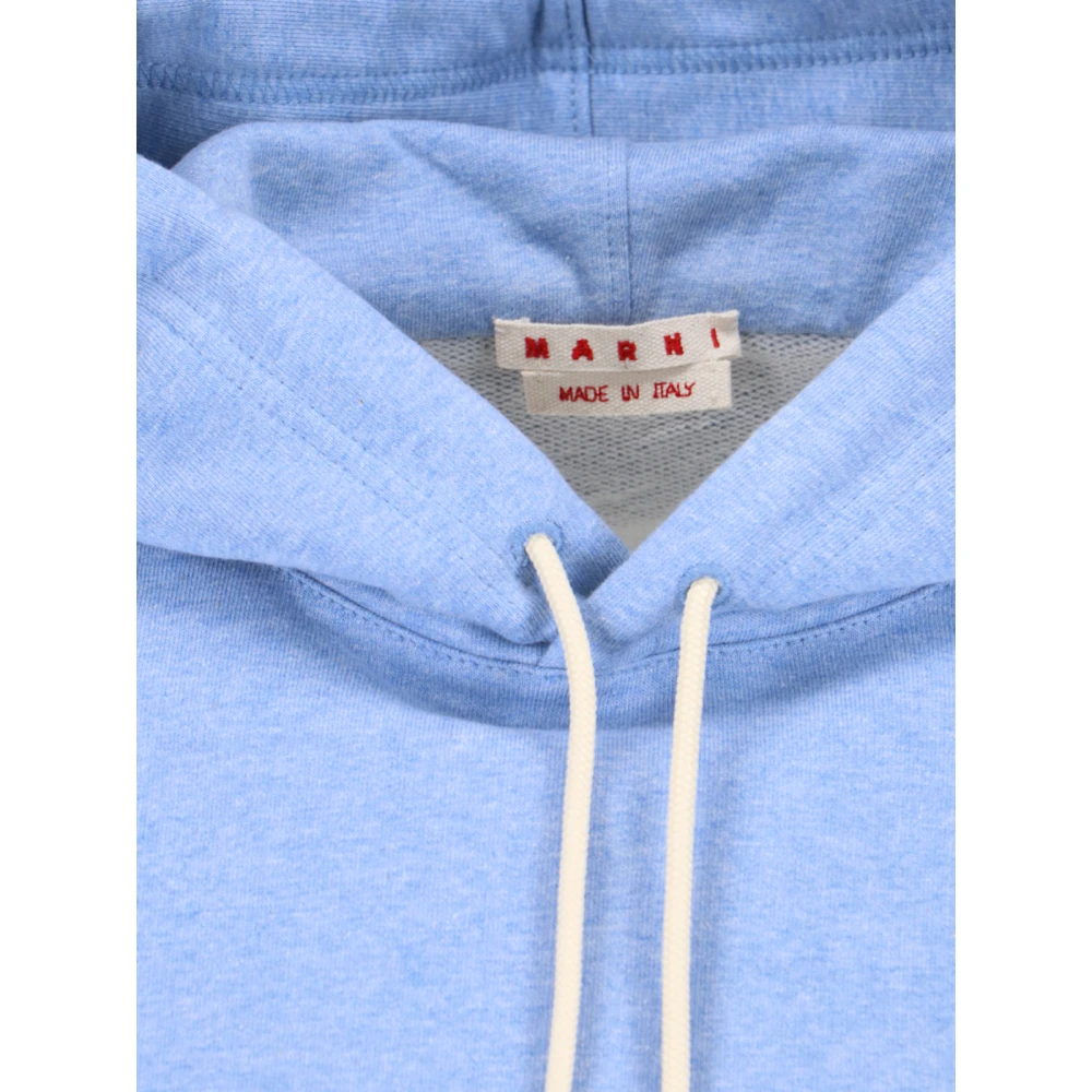 Marni Blauwe hoodie met rood logoborduursel Blue Heren