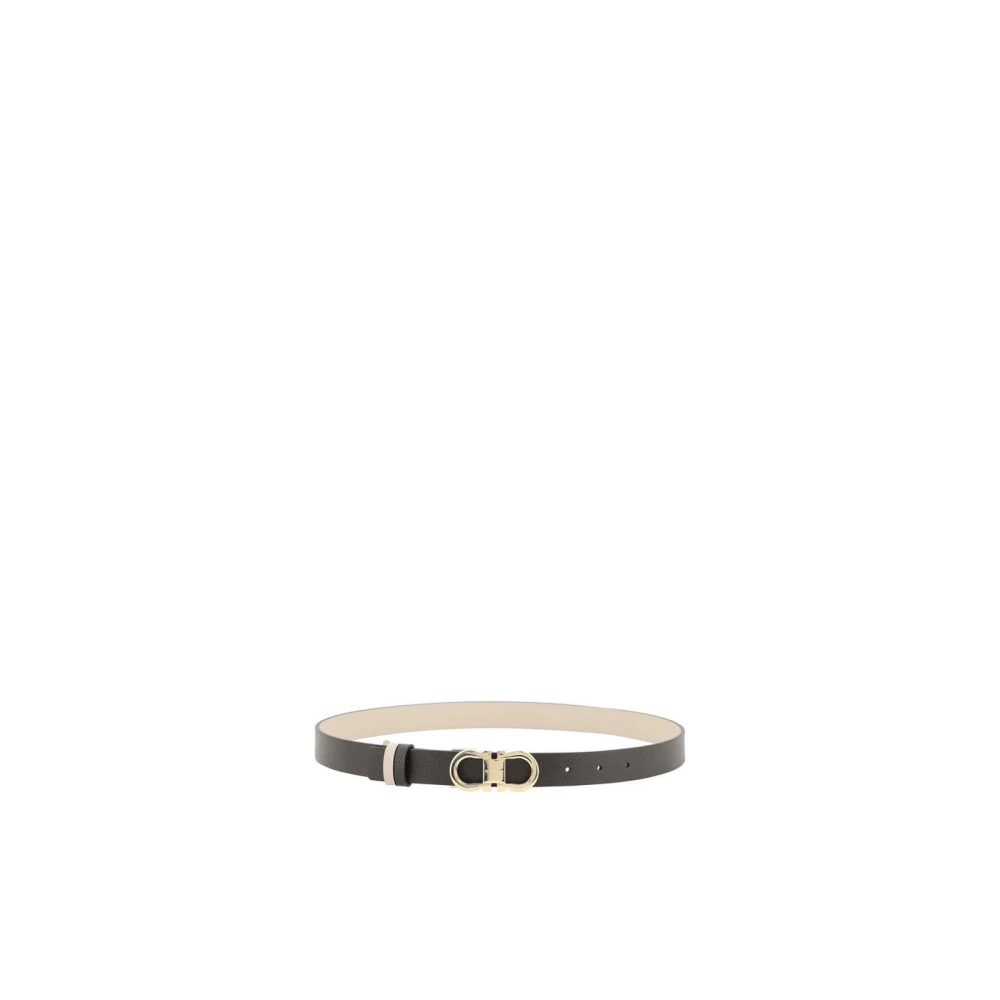 Salvatore Ferragamo Omkeerbare Gancio Leren Riem Brown Dames