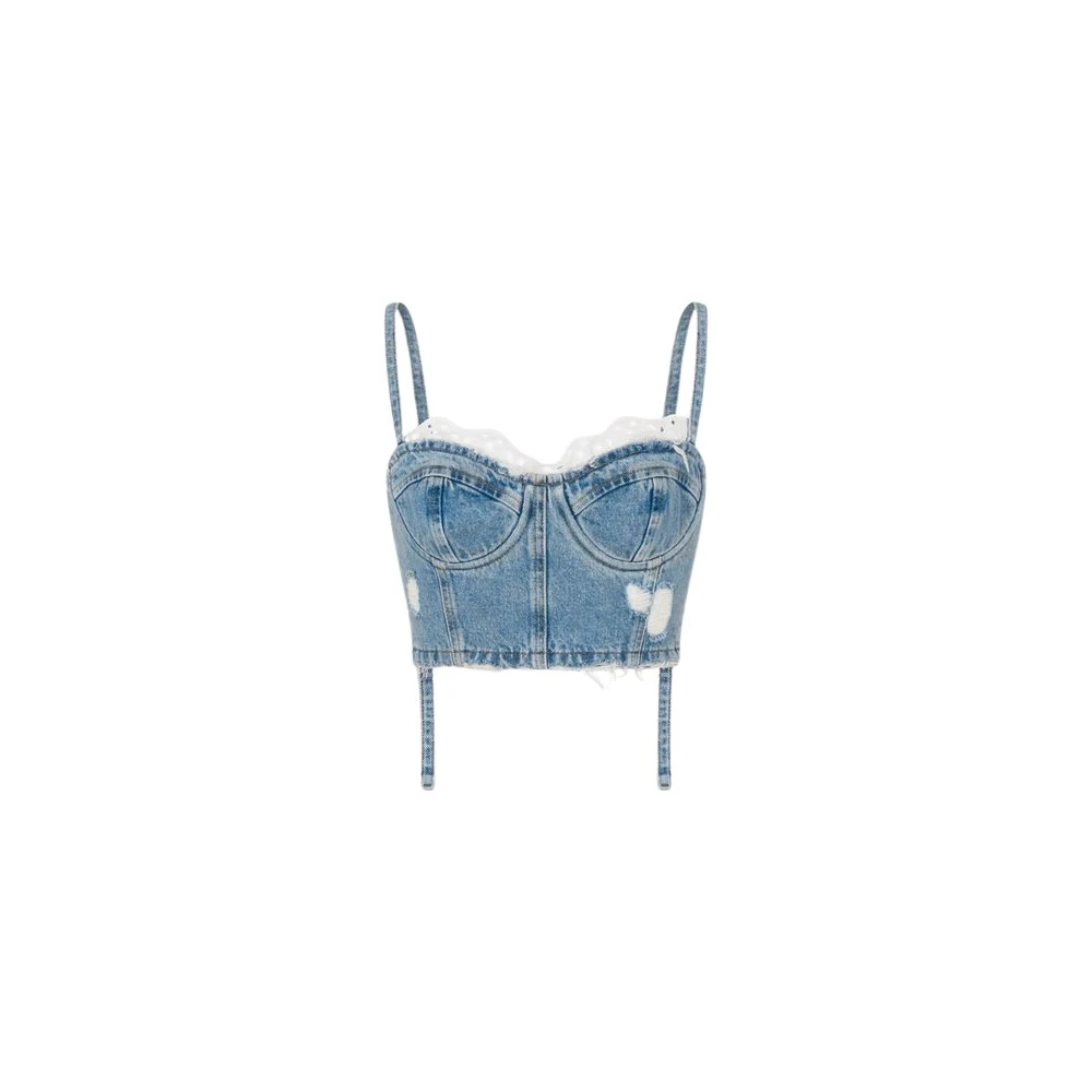 Moschino Women's Blue Cotton Denim Crop Top