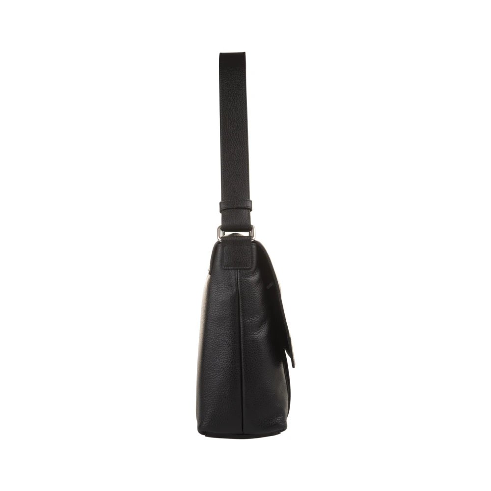 Orciani Zwarte Leren Schoudertas Black Heren