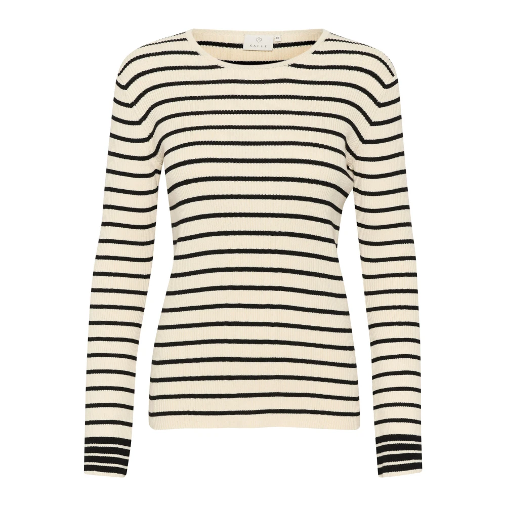 Kaffe Gestreepte Gebreide Trui in Turtledove Zwart Black Dames