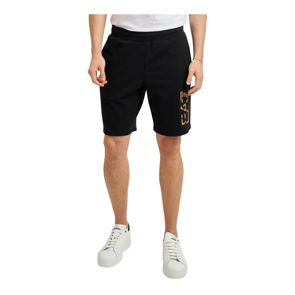 Emporio Armani Herren Schwarz Bermuda Shorts Mit Maxi-Logo