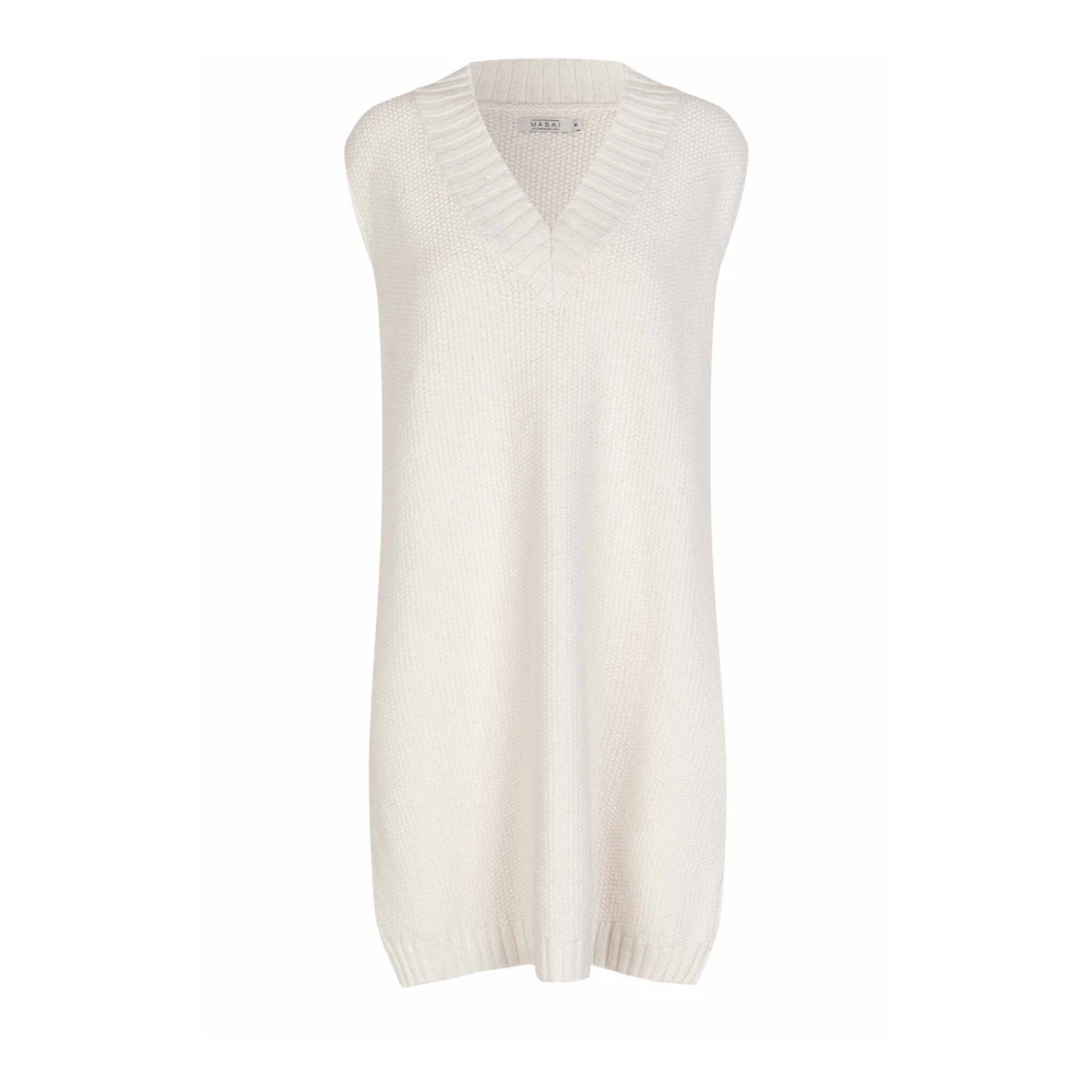 Masai Zachte Gebreide Tuniek met V-Hals Beige Dames