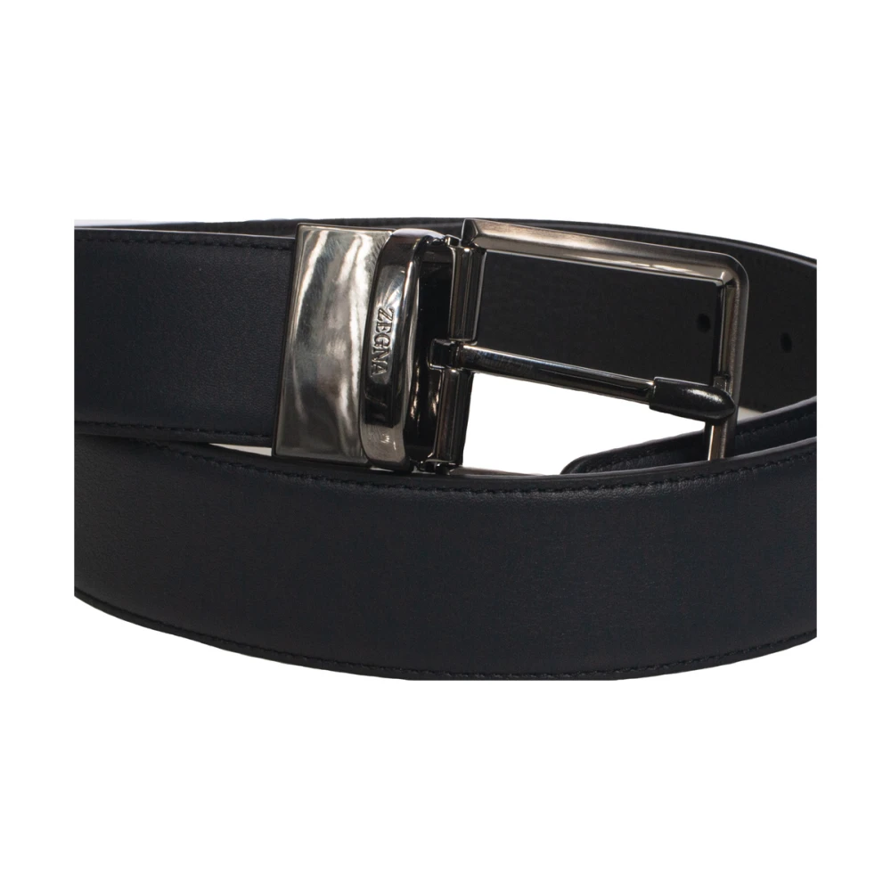 Ermenegildo Zegna Omkeerbare leren riem met stalen gesp Black Heren