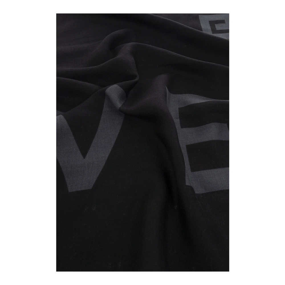 Givenchy Logo Sjaal met Franjes Black Unisex