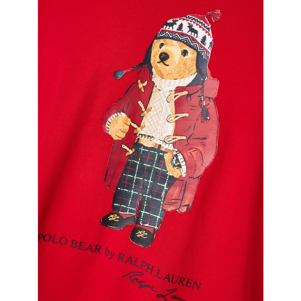 Polo Ralph Lauren Denim Bear Logo T-shirt Red Heren