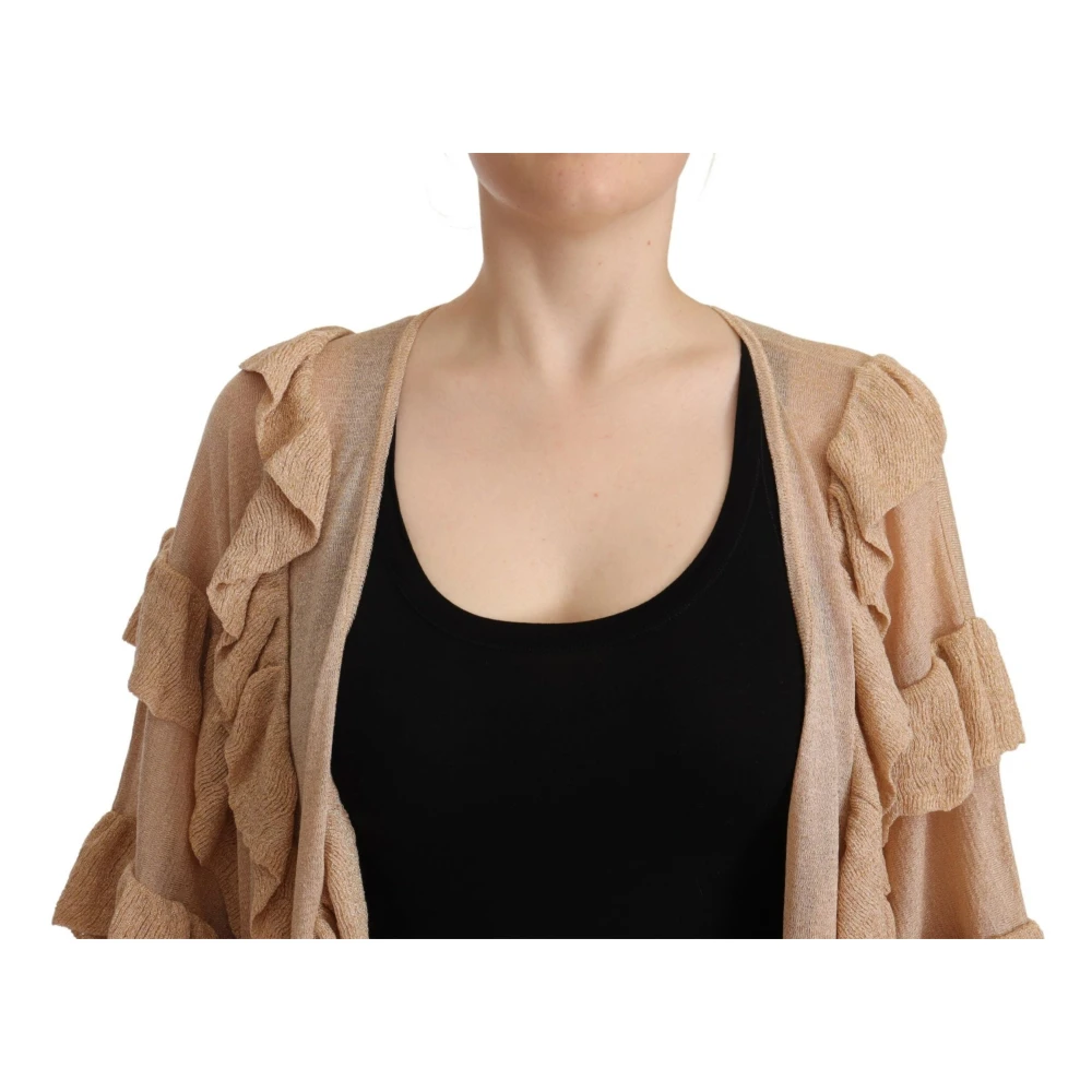 Aniye By Beige gebreide cardigan met ruffles en open voorkant Beige Dames