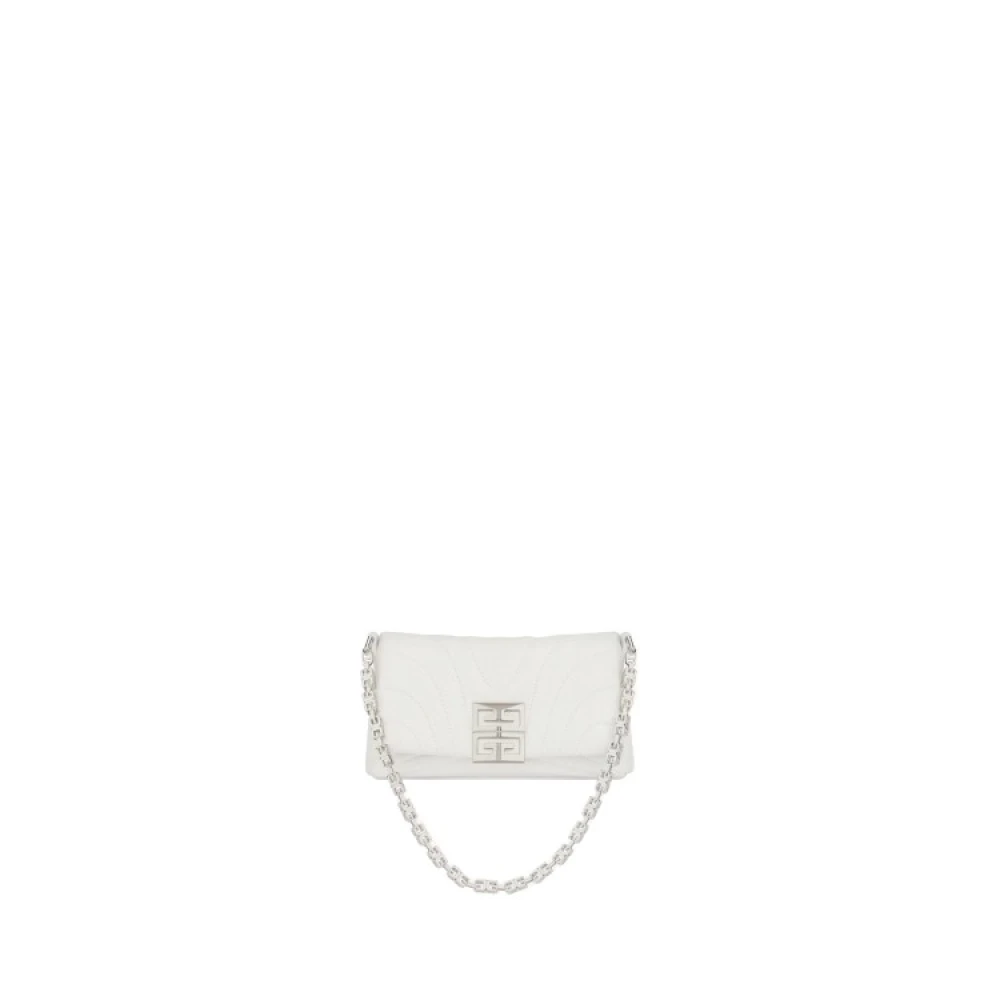 Givenchy Mjuk Micro Axelväska med G Cube Kedja White, Dam