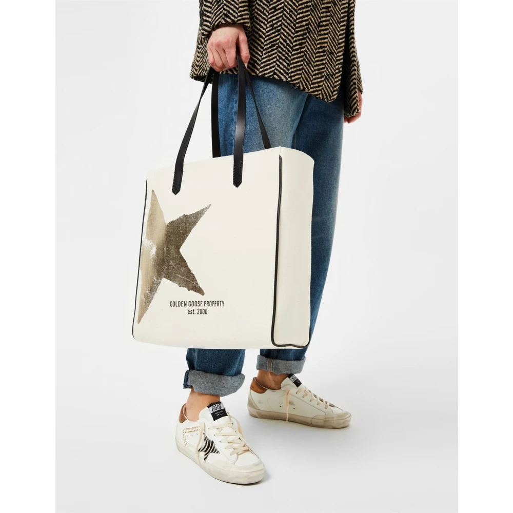 Golden Goose California Star Logo Tote Bag White Dames