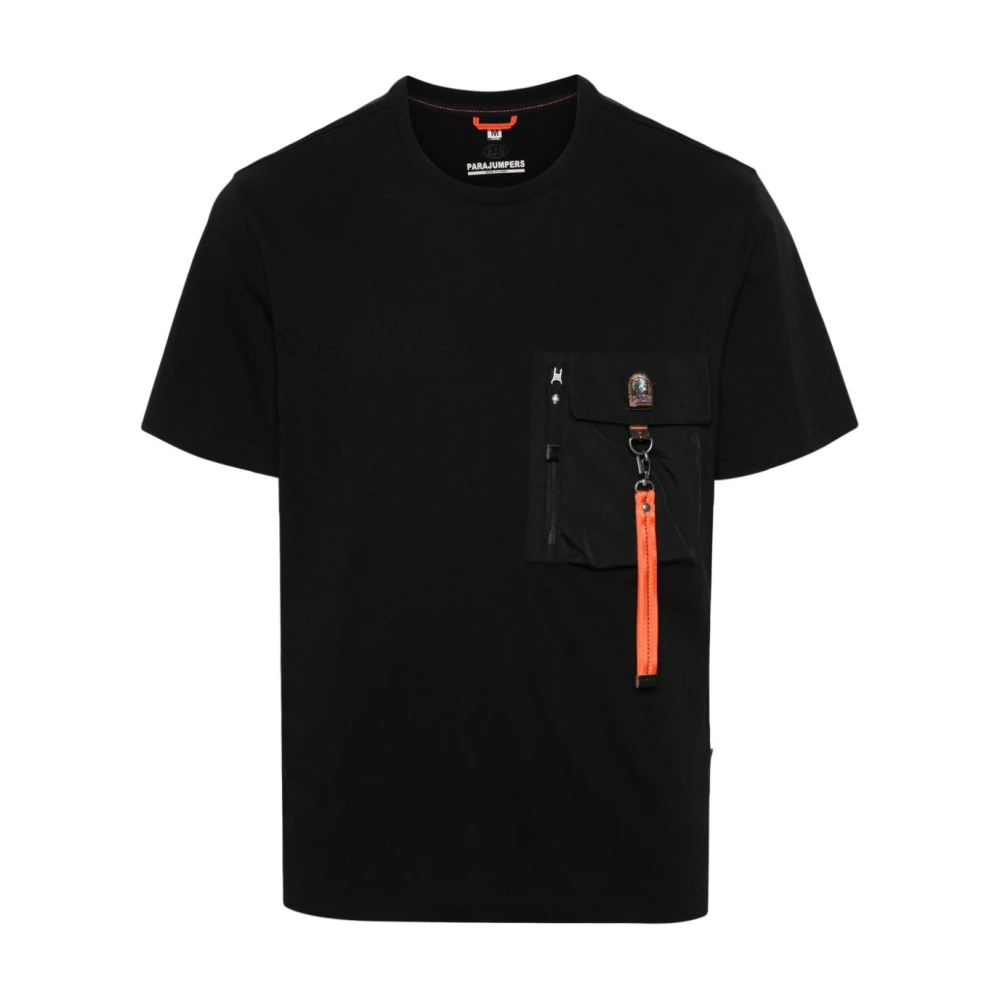 Parajumpers Zwart Katoenen Jersey T-shirt met Ritszak Black Heren