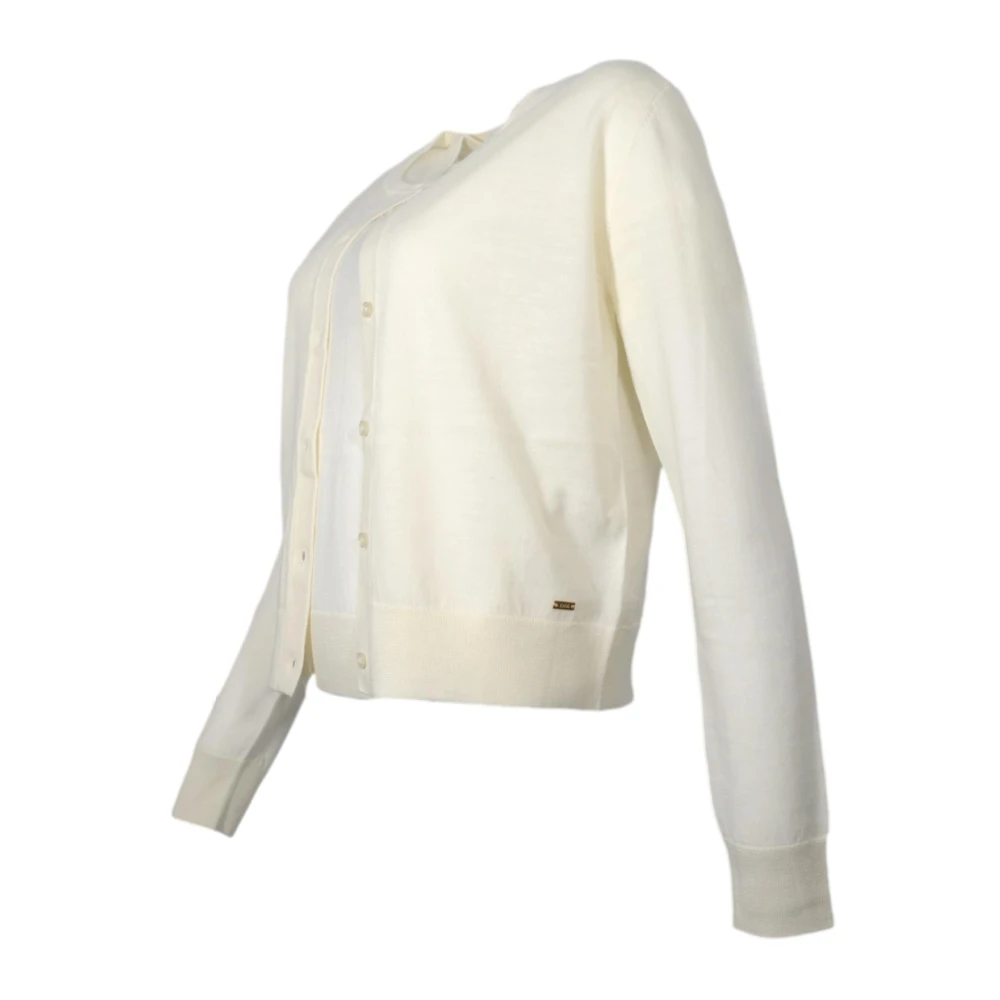 Kaos Open Gebreide Trui met Korte Mouw T-shirt Set Beige Dames