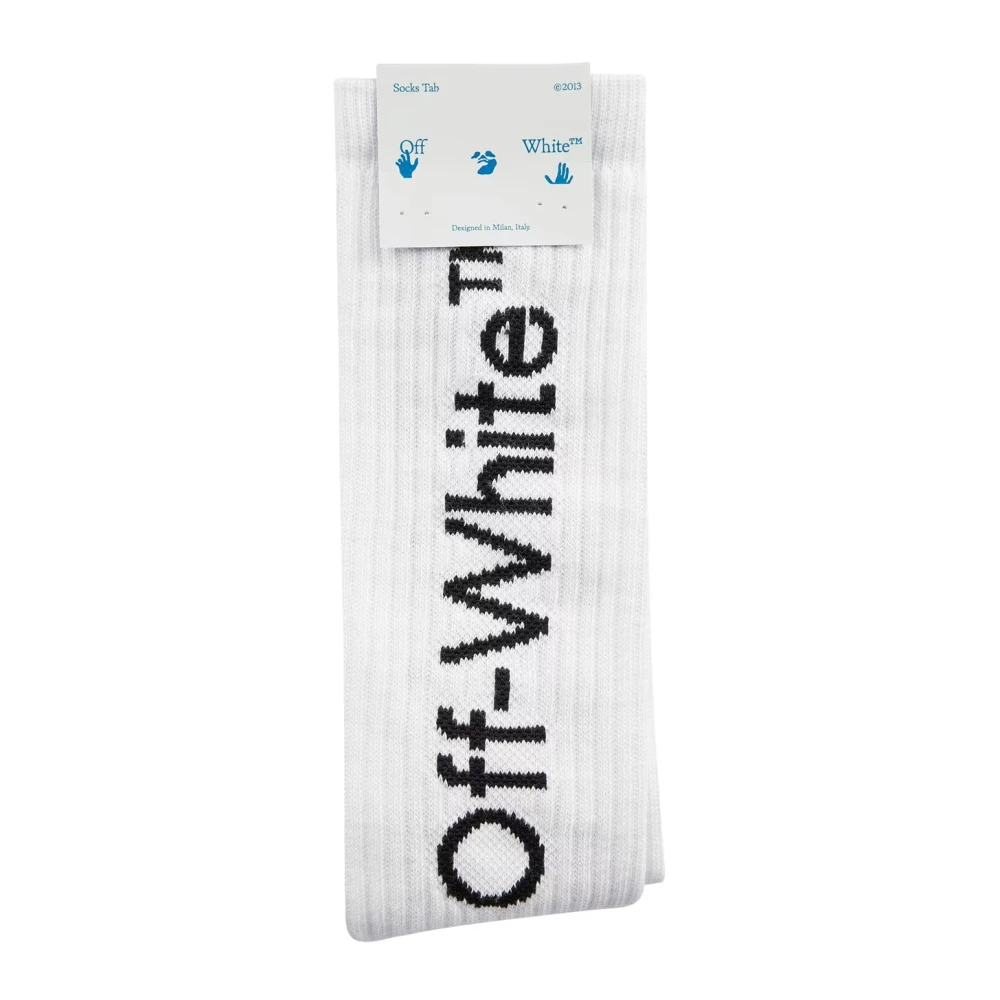 Off White Diagonaal Logo Lange Sokken White Dames