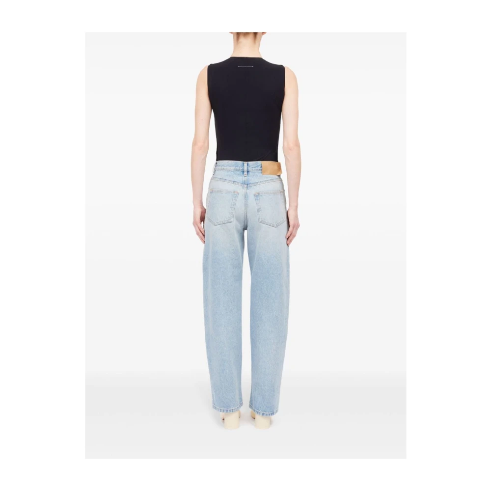 MM6 Maison Margiela Clear Blue Distressed Denim Jeans Blue Dames