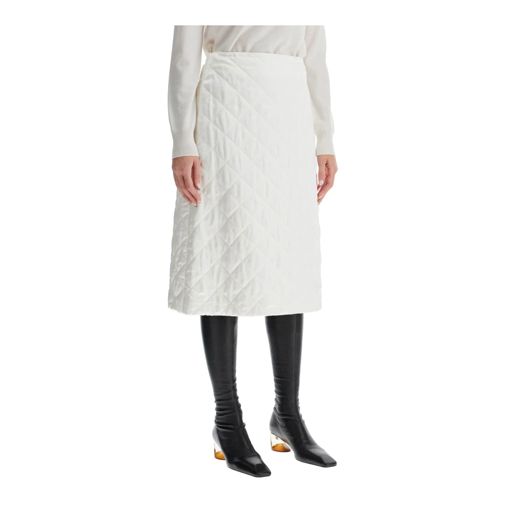 Jil Sander Diamantquilted Uitlopende Midi Rok White Dames