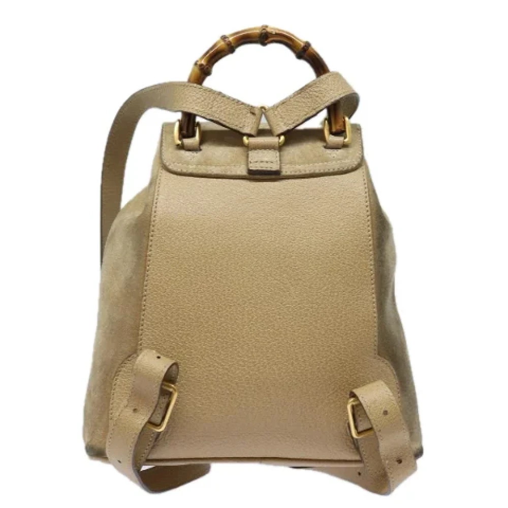 Gucci Vintage Pre-owned Suede backpacks Beige Dames