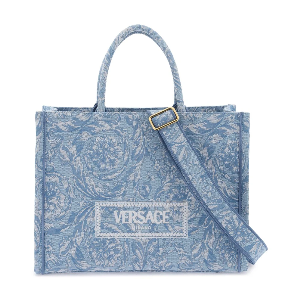 Versace Barocco Jacquard Tote Tas Blue Dames