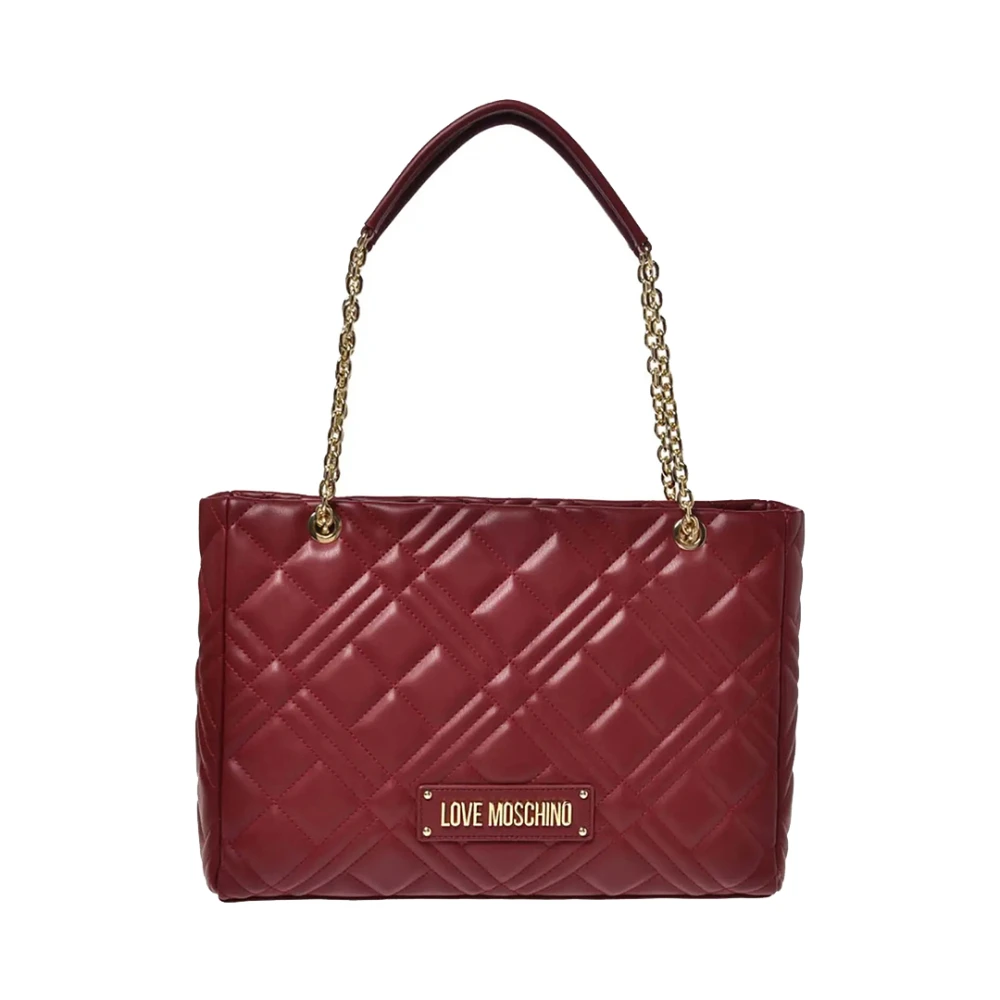 Moschino Rode Leren Shopper Tas Red Dames
