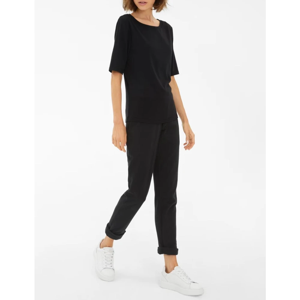 Juvia Zwart Katoen Modal Ronde Hals T-shirt Black Dames