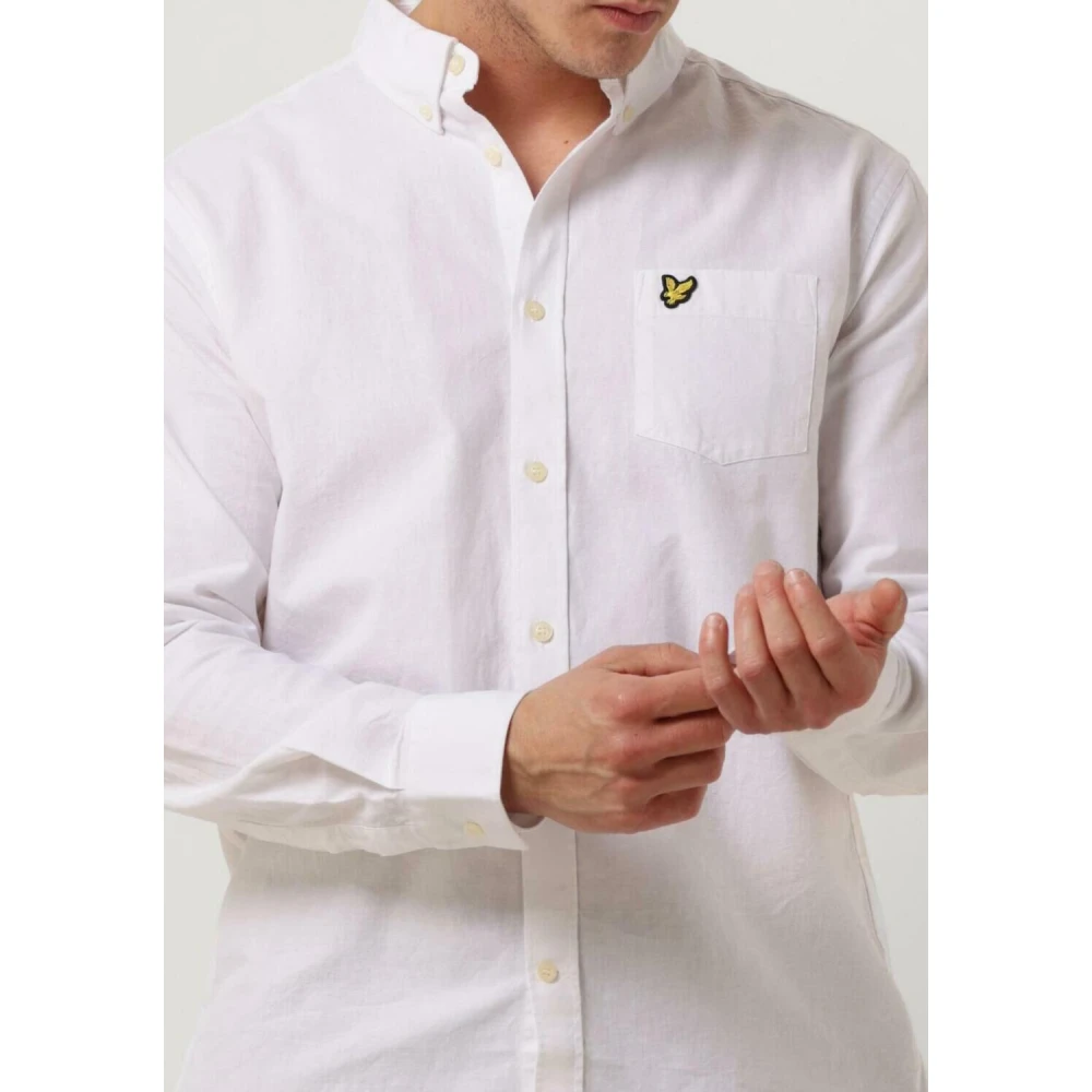 Lyle & Scott Casual Katoen Linnen Button Down Overhemd White Heren