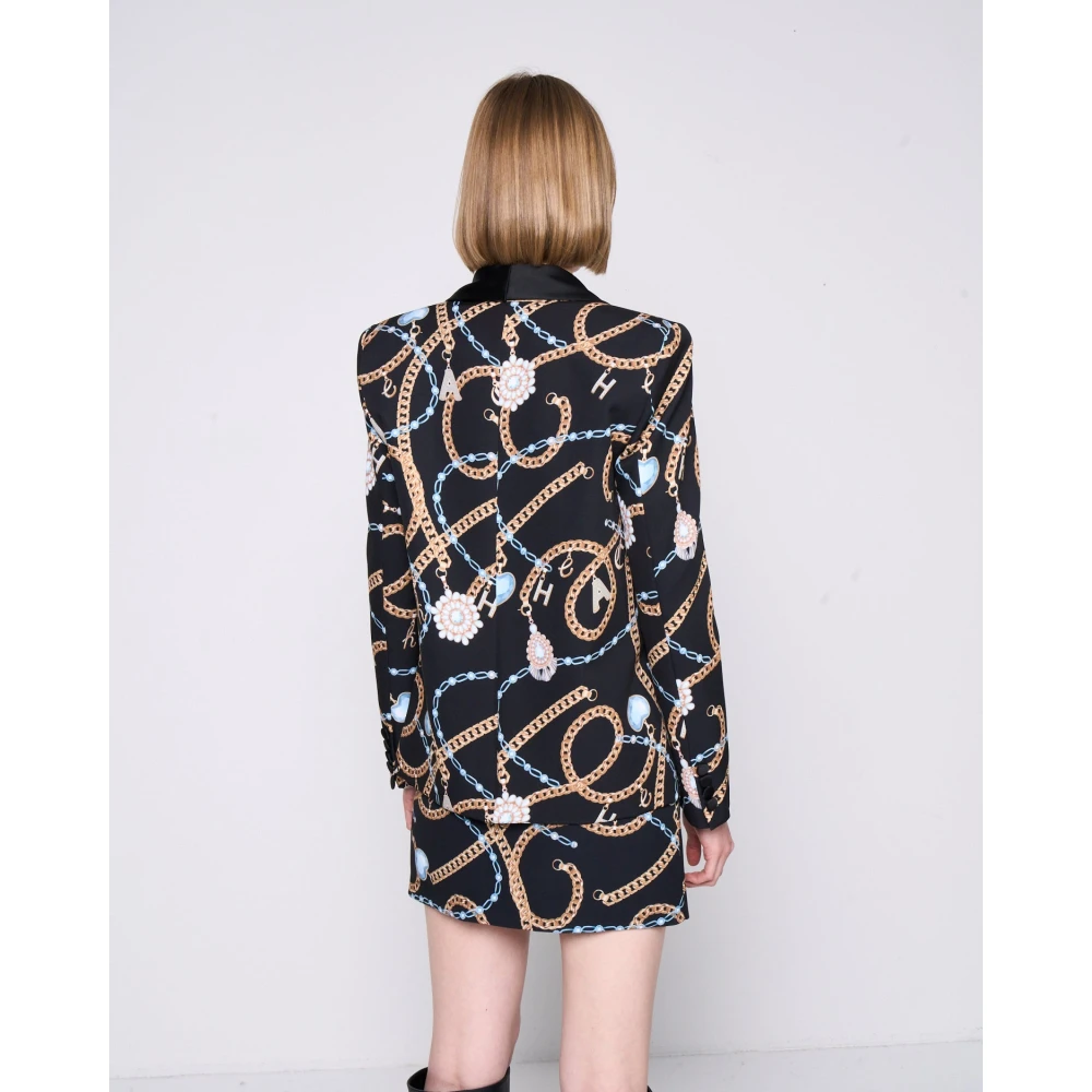 Silvian Heach Gestreepte Single-Breasted Shawl Kraag Blazer Black Dames
