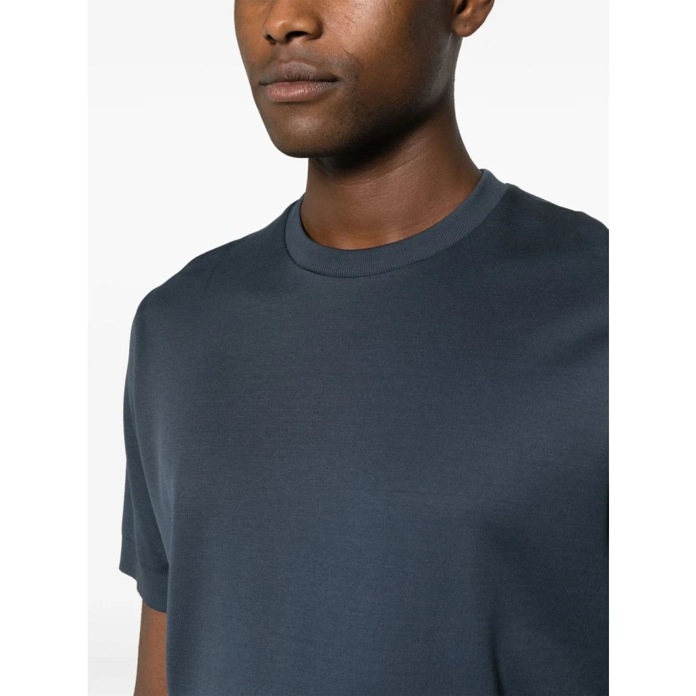 Herno Jersey Knit Effect T-Shirt Blue Heren