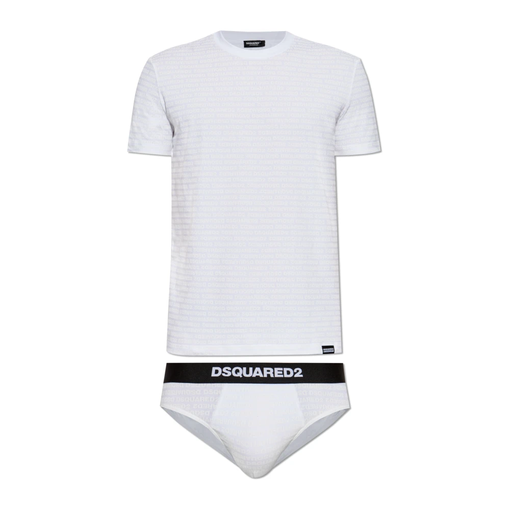 Dsquared2 Set: slip en t-shirt met logo White Heren