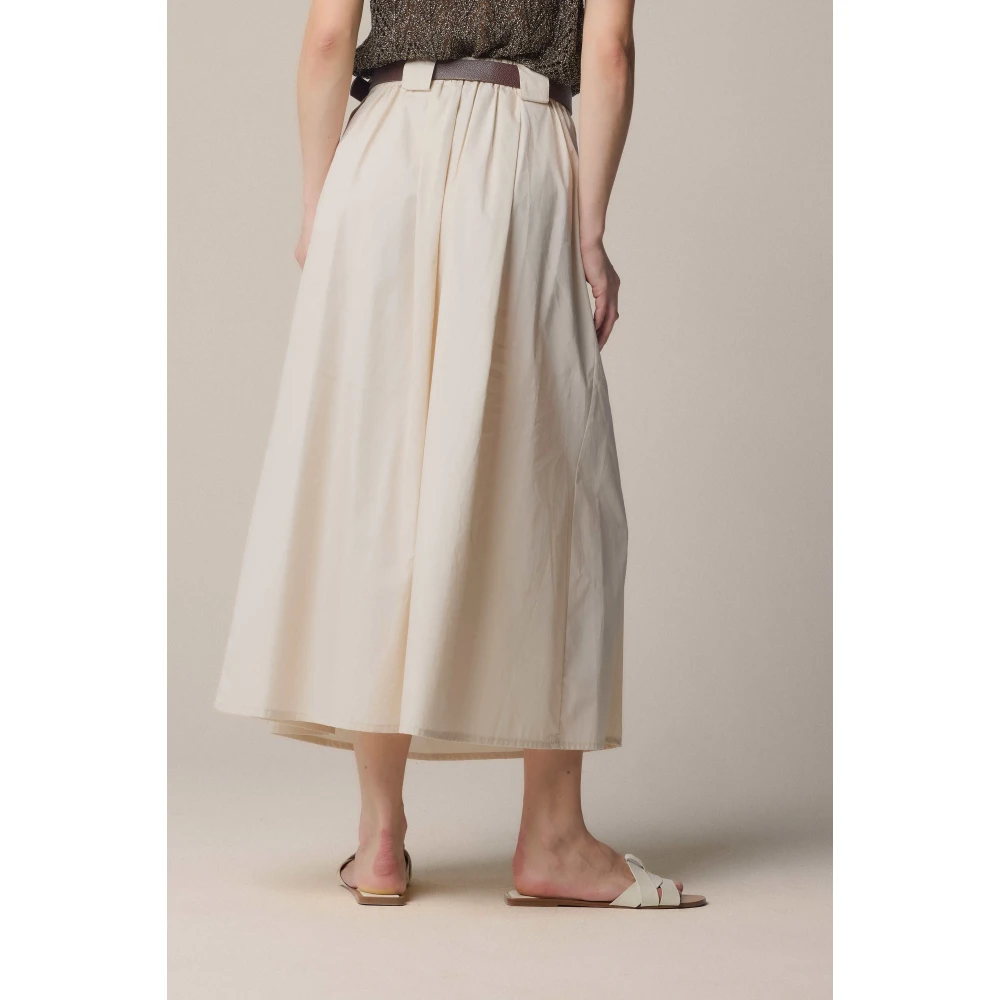 Kocca Wijdvallende Lange Rok met Middenplooi White Dames