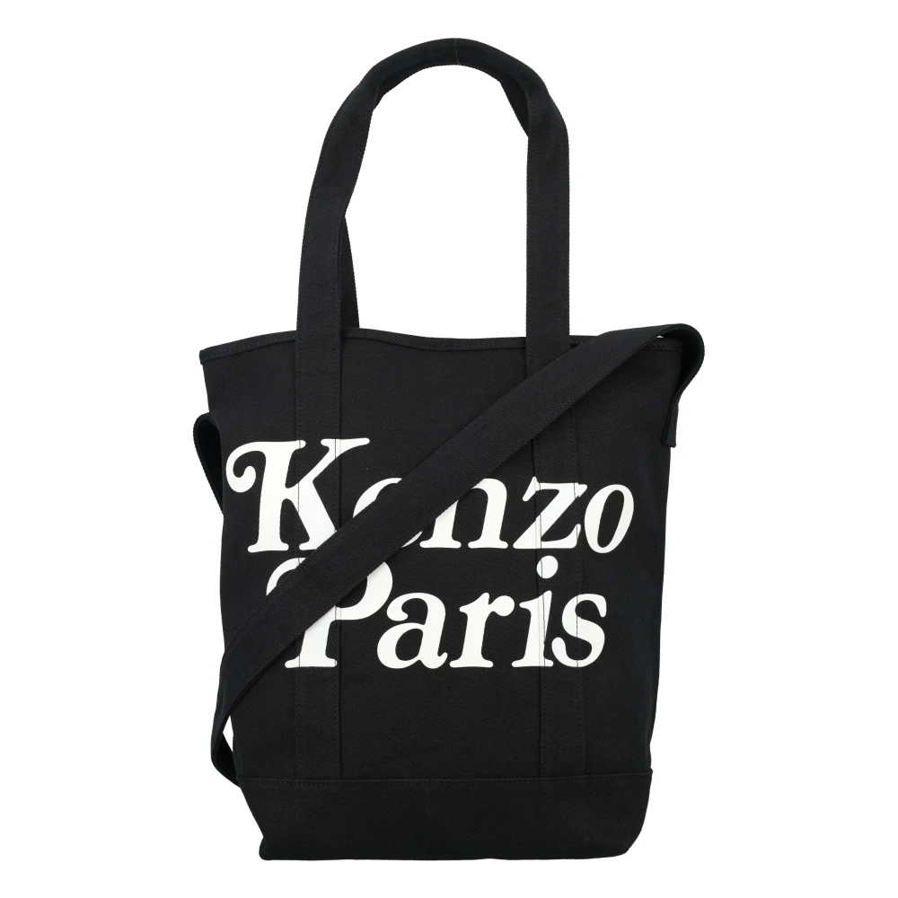 Kenzo Zwarte Tote Bag met ' Paris' Logo en '18 rue Vivienne' Print Black