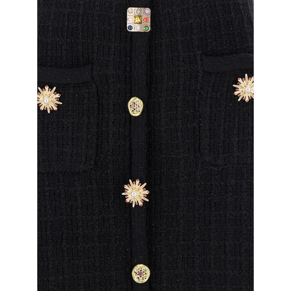 Self Portrait Zwarte Juweelknoop Gebreide Minirok Black Dames