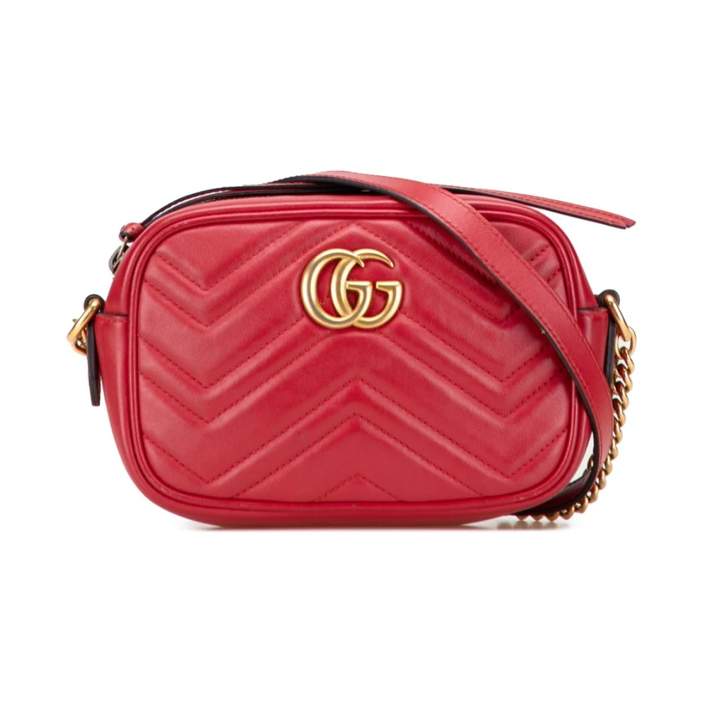 Gucci Vintage Damen Rot Gebrauchte Lederschultertasche