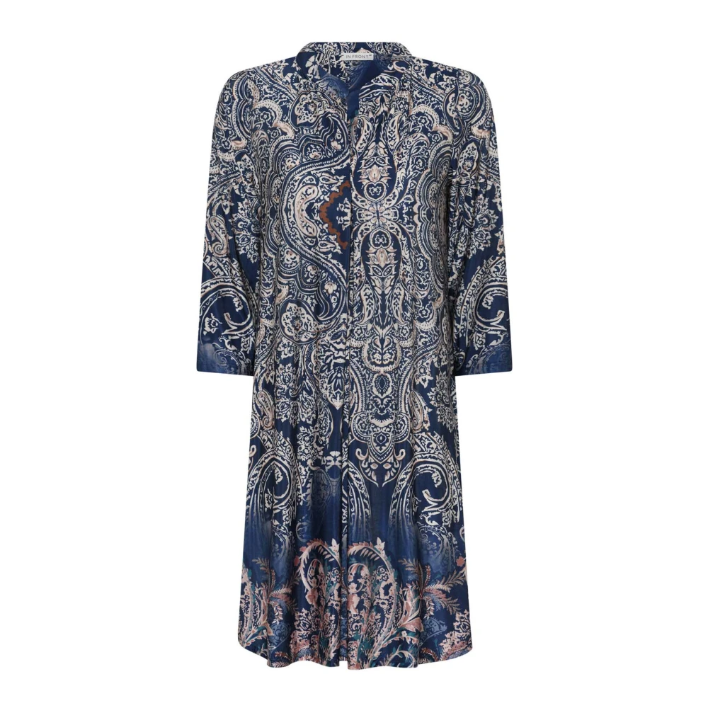 IN Front Blauwe Tuniek met 3 4 Mouwen en Ruchedetails Multicolor Dames