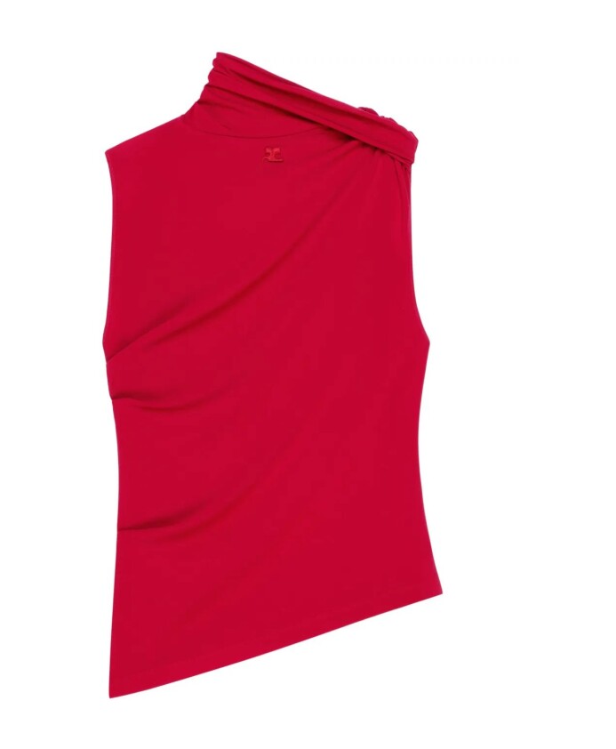 red-high-neck-top