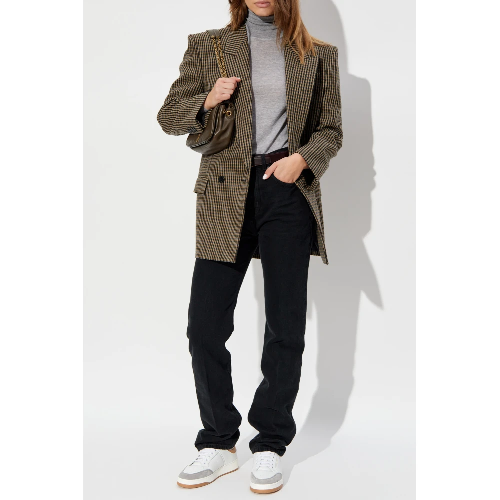Saint Laurent Wollen coltrui met geborduurd logo Gray Dames
