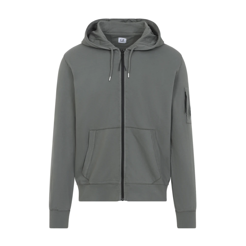 C.p. Company Men's Gray Zip-Throughs, M, Zip Hooded Lens Sweatshirt