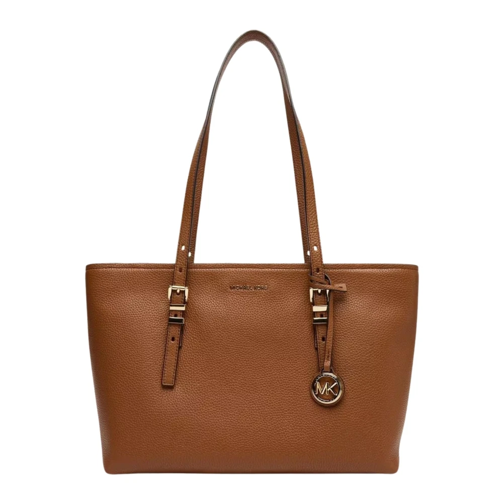 Michael Kors Women's Brown Shopping Bags, One Size, Quinn Medium Pebbled Leather Tote Bag