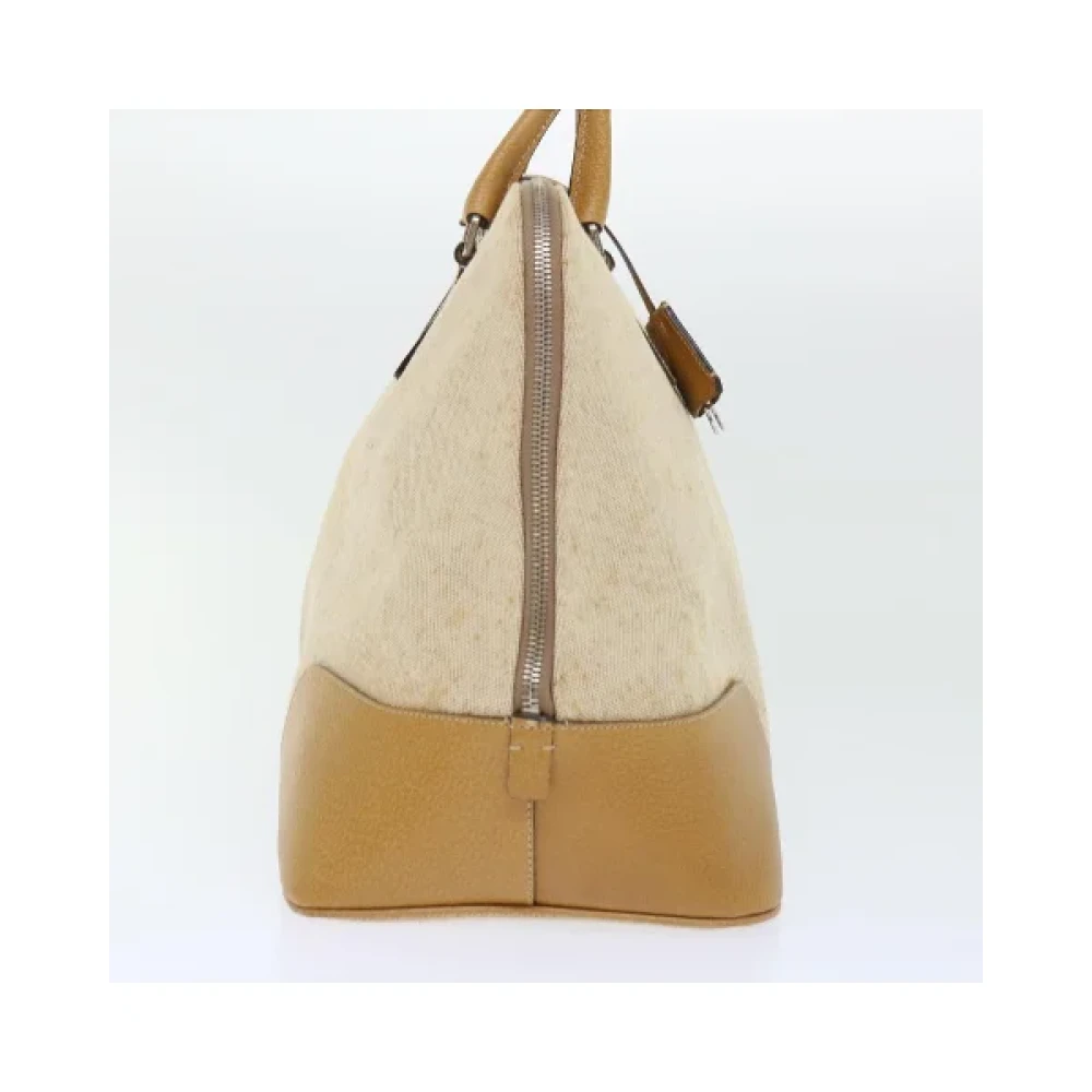Prada Vintage Pre-owned Cotton handbags Beige Dames