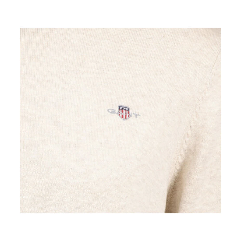 Gant Klassieke katoenen C-hals Beige Heren