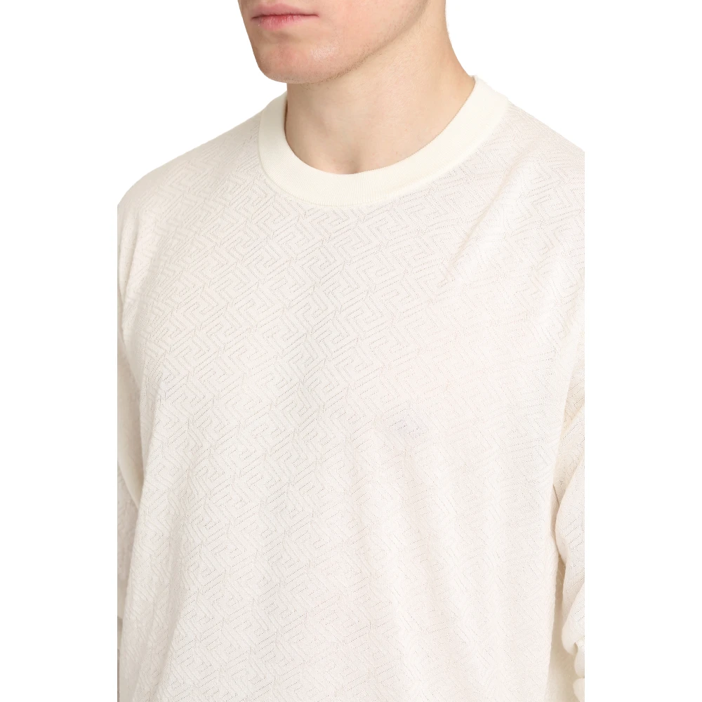 Versace Lange mouwen T-shirt van zijdeblend Beige Heren