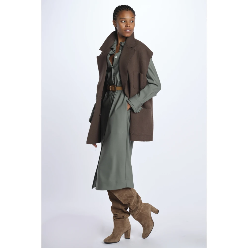 Crida Milano Groene Franje Chemisier Jurk Green Dames