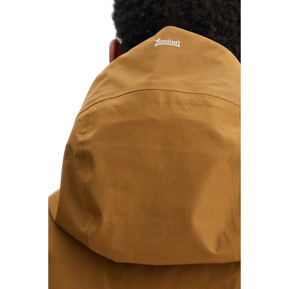 Herno Moderne Waterdichte Korte Jas met Capuchon Brown Heren