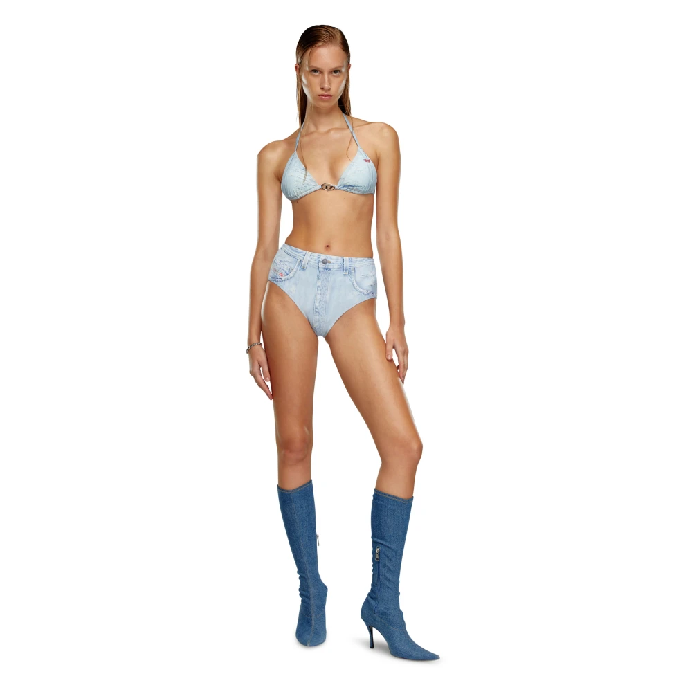 Diesel Bikinislip met denim trompe loeil Blue Dames