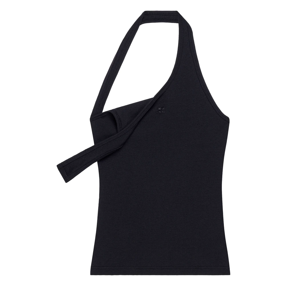 Courrèges Zwarte Geribbelde Mouwloze Top Black Dames