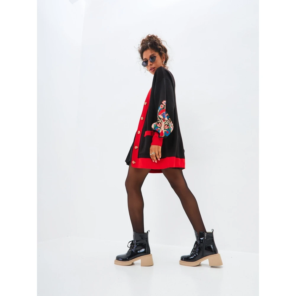 Cesare Gaspari Puffy Sleeve Cardigan Black Dames