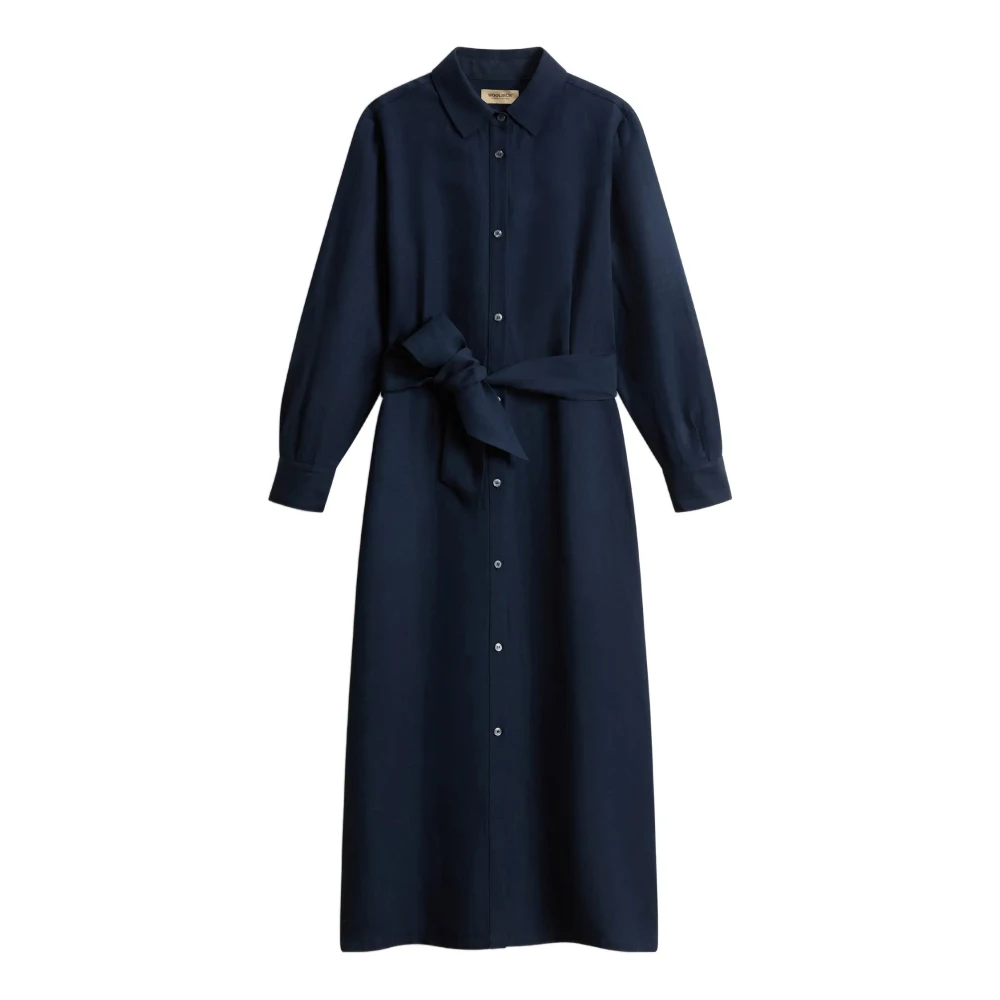 Woolrich Women's Blue Lyocell Linen Chemisier Dress - Shirt Dresses - S - Dresses
