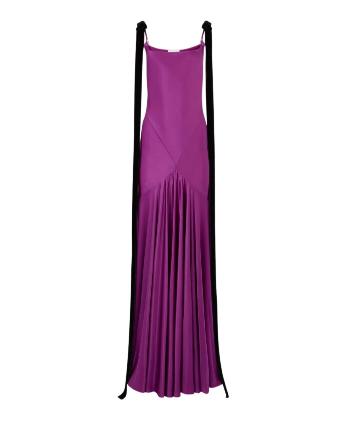 robe-longue-en-satin-fuchsia-avec-noeuds